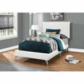 Homeroots 47.25 in. White Solid Wood MDF Foam & Linen Twin Sized Bed with Chrome Legs 333315